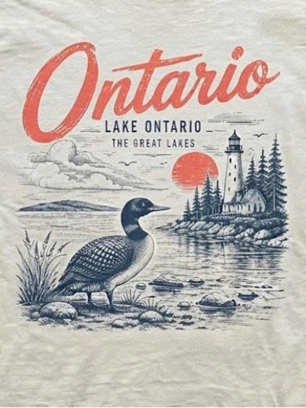 Ontario lake Short-Sleeve Ontario Graphic Tee with Coral and Navy Print - Picture 2 of 2